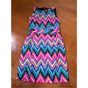 Women's Lilly Pulitzer Pink Blue Chevron Sleeveless Dress Size 0